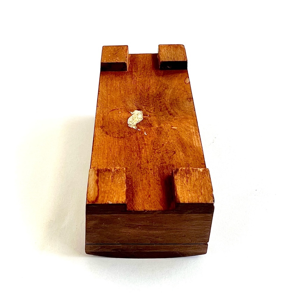 Vintage Hand-Carved Wooden Treasure Chest Trinket Jewelry Box 4” - Picture 4 of 9